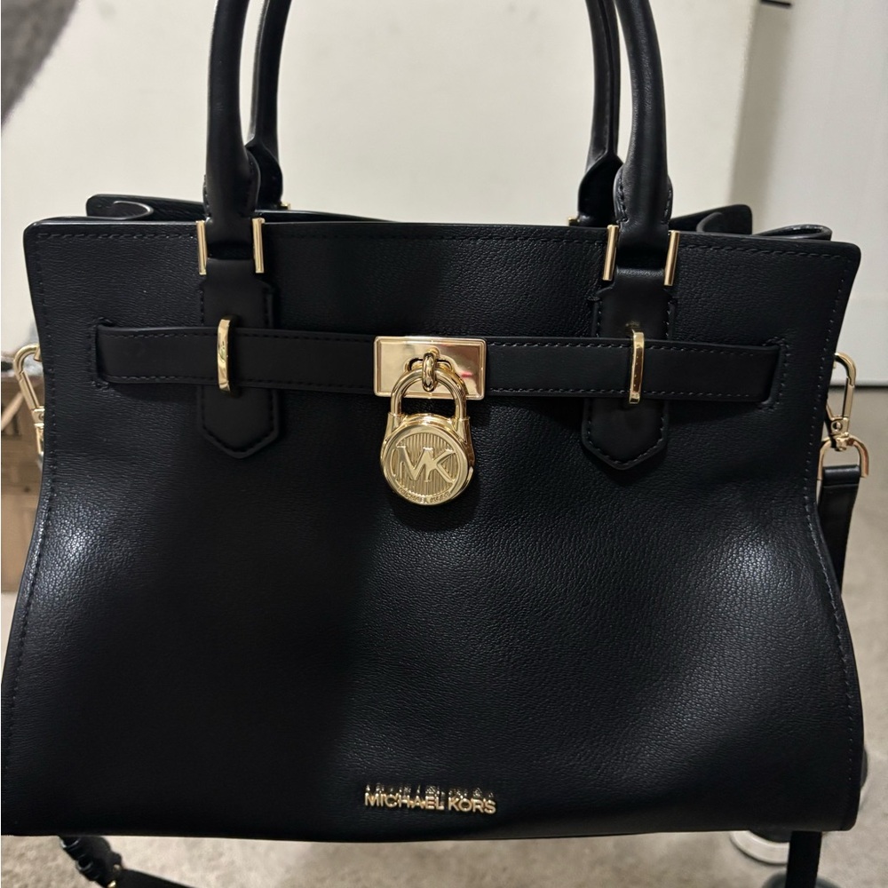 Michael Kors Black Satchel with Gold Hardware